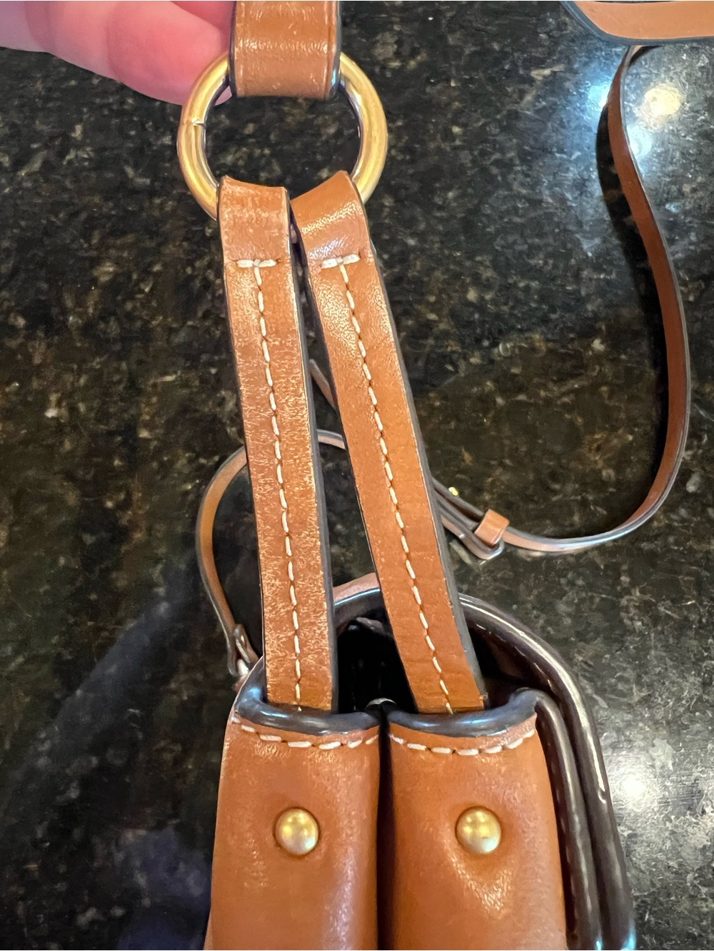 Tory Burch Tan Leather Logo Crossbody Bag - Picture 5 of 8